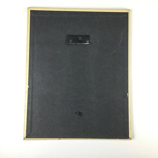 Gold Vintage Advertisement Print Framed in Gold Embossed Leather Frame For Sale - Image 8 of 10