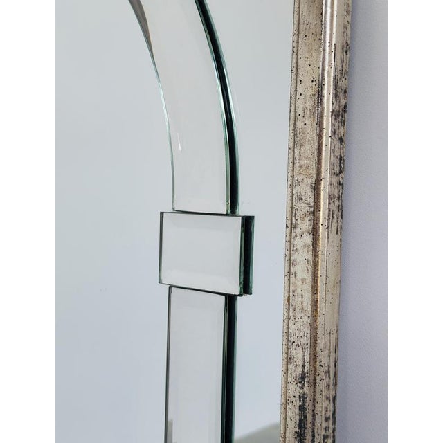 Large Art Deco Beveled Wall Mirror with Architectural Arch Design For Sale - Image 5 of 11