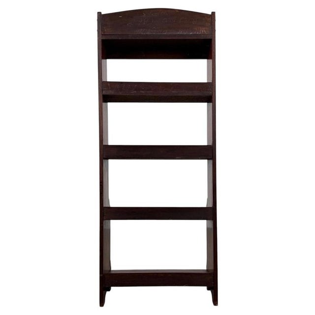 Wood Antique English Mahogany Open Bookcase, 1900s For Sale - Image 7 of 11