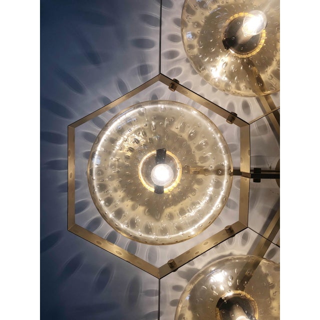 21st Century Hive Satin Brass Amber Bubbles Murano Flush Mount by Fabio LTD For Sale - Image 10 of 10