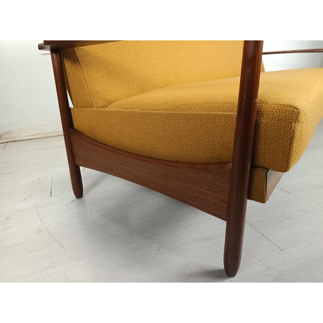 Scandinavian Mustard Bench Sofa, 1960s For Sale - Image 6 of 18