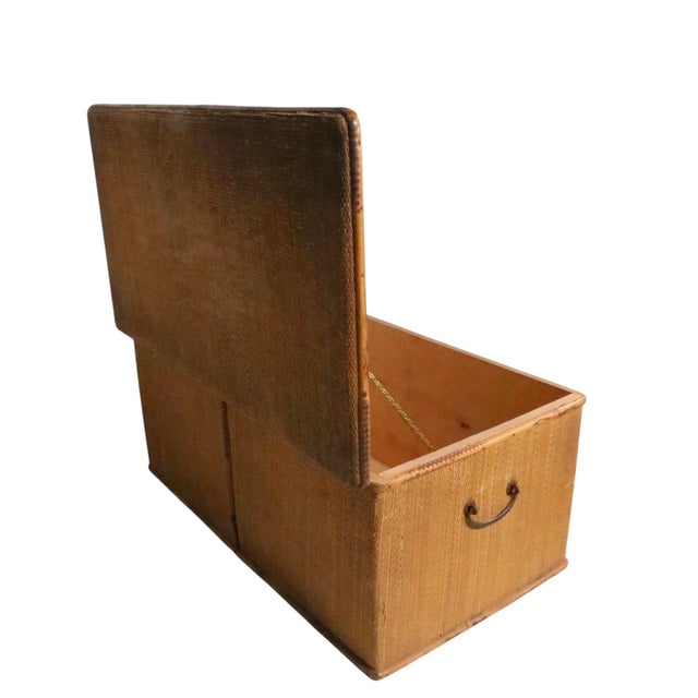 Vintage Grass Mat and Bamboo Storage Trunk For Sale - Image 4 of 9