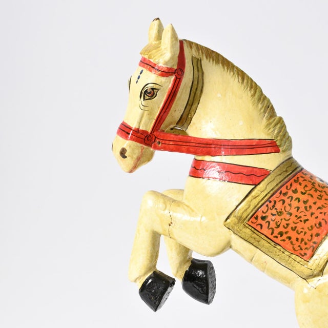 1990s Vintage Hand-Painted Indian Horse Figurine, 1990s For Sale - Image 5 of 9