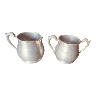 Antique Pewter Cream & Sugar Set For Sale