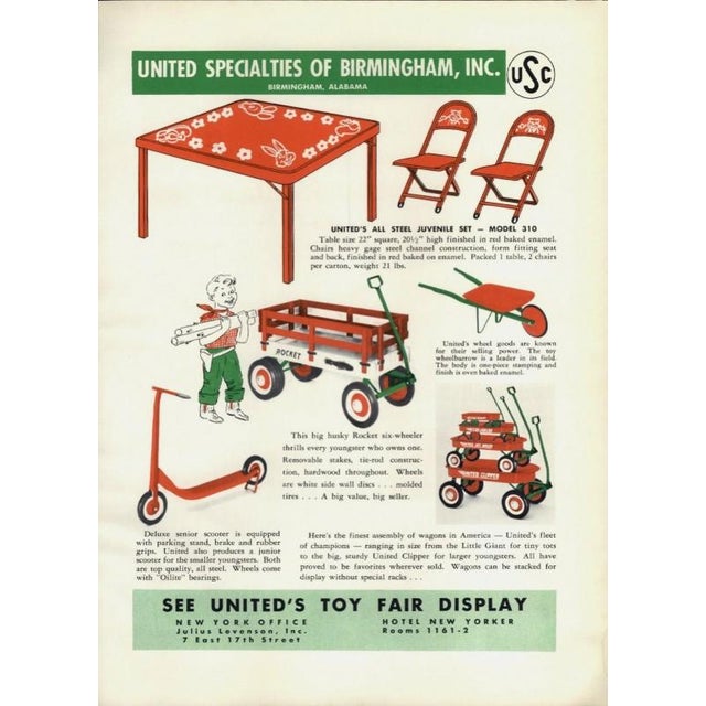 1950s Vintage 1950s Original United Clipper Child's Little Red Wagon For Sale - Image 5 of 5