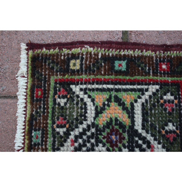 Textile 1960s Turkish Vintage Hand Knotted Doormat Rug For Sale - Image 7 of 13