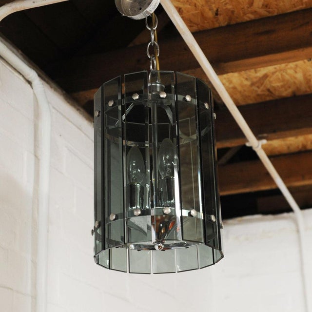 Lantern with Smoked Crystal Plates by Sciolari, 1960s For Sale - Image 3 of 8