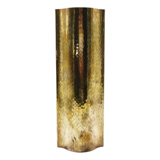 Hammered Brass Vase from Zanetto, Italy, 1970s For Sale