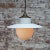 Metal Vintage White Enamel, Opaline Glass, Porcelain & Brass Pendant Lamp For Sale - Image 7 of 8