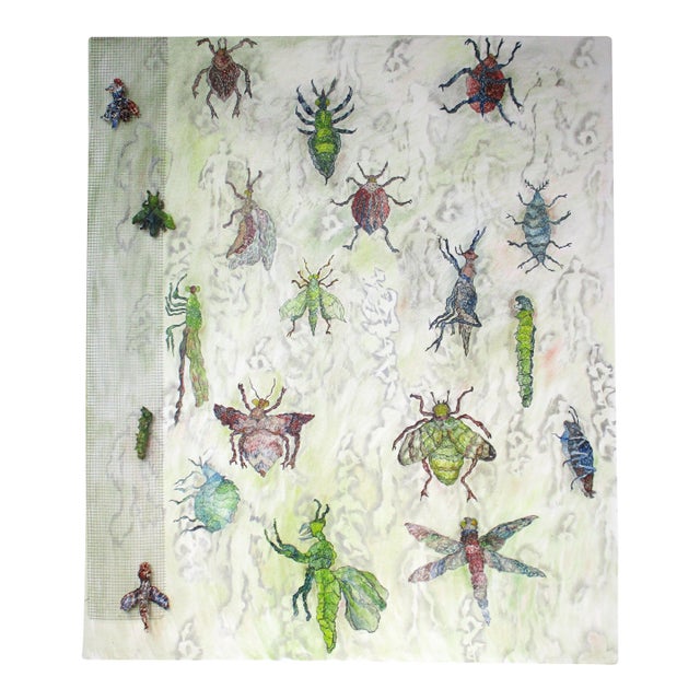 Mid Century Painting " Life of Bugs " by Rita Wasserman For Sale