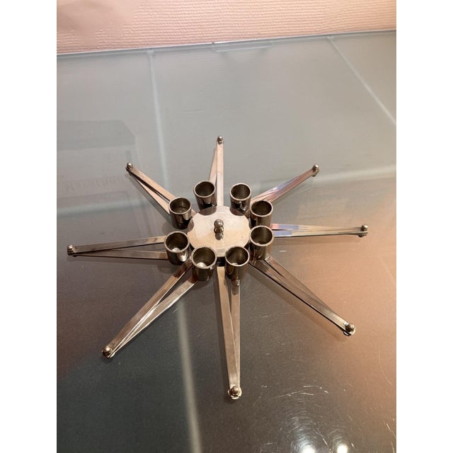 Chrome-Plated Steel Star-Shaped Candlestick, 1970s For Sale - Image 4 of 11