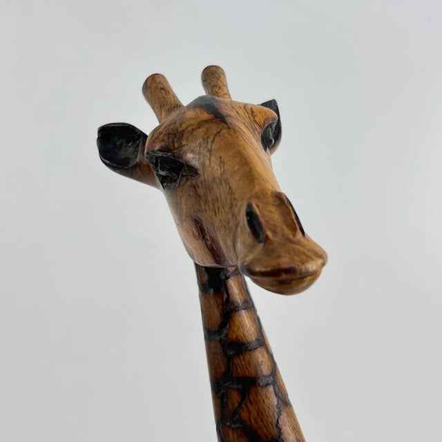 Early 20th Century Early 20th Century Giraffe Wood Sculpture on Custom Base For Sale - Image 5 of 9