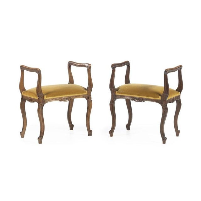 Louis XV Stools in Walnut, 19th Century, Set of 2 For Sale - Image 6 of 6