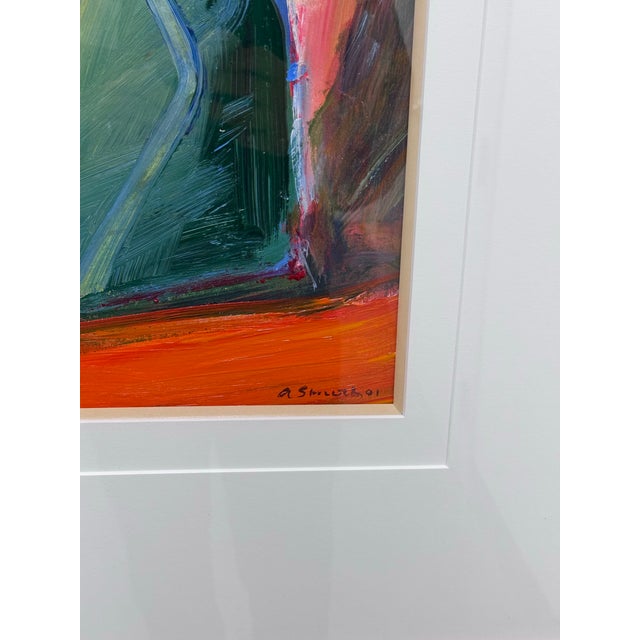 Circa 2001 Albert E. Smith Custom Framed Abstract Painting For Sale - Image 11 of 12