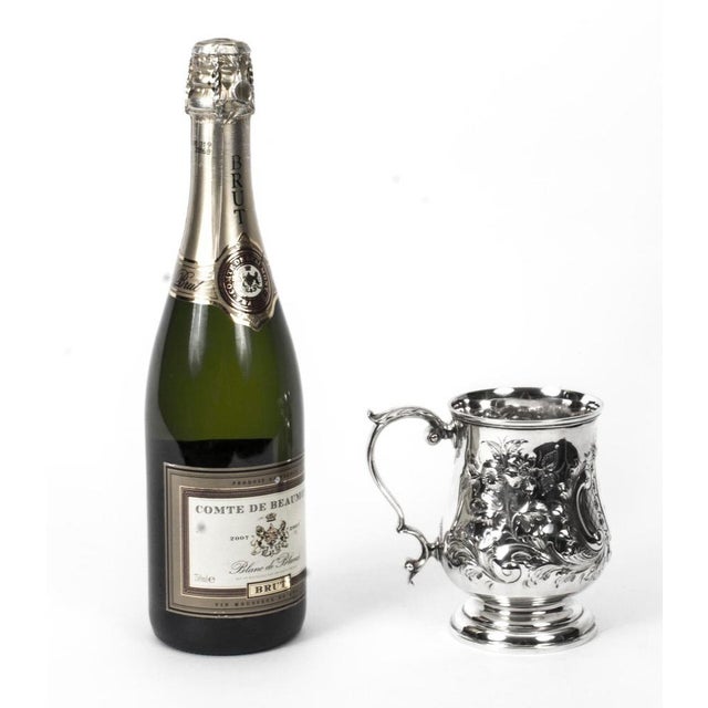 Victorian Silver Plated Embossed and Engraved Mug, 19th Century For Sale - Image 13 of 15