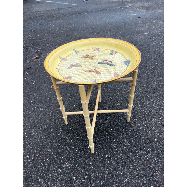 1980s Vintage Folding Tray Table With Butterfly Motif For Sale - Image 5 of 5