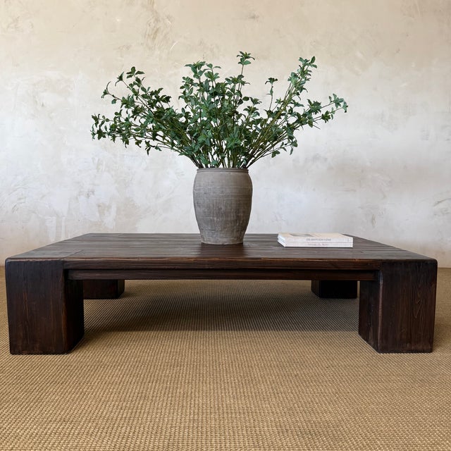 Large Reclaimed Fir Pine Beam XL Coffee Table in Dark Walnut For Sale - Image 14 of 14