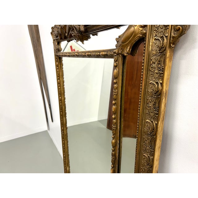 Wood Large Antique Pediment Mirror For Sale - Image 7 of 18
