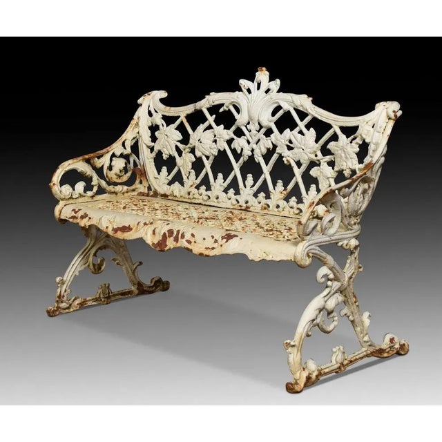 White Victorian Cast Iron Seat For Sale - Image 8 of 8