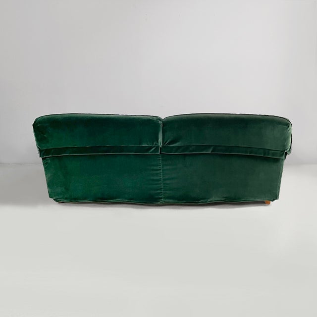 Vico Magistretti Italian Modern Raffle Green Velvet Sofa by Vico Magistretti for De Padova, 1990s For Sale - Image 4 of 18