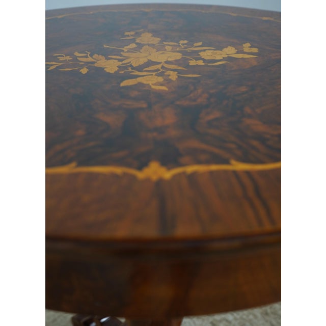 Brown Vintage Italian Inlaid Walnut Round Lamp Table For Sale - Image 8 of 14