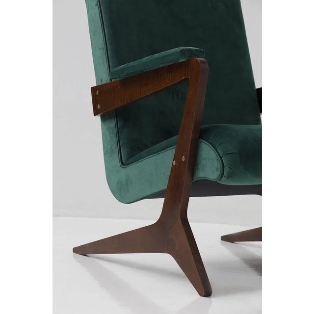 Set of 20th Century Brazilian Green Velvet Armchairs, 1950s For Sale - Image 9 of 12
