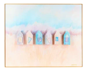 Large Vintage Painting on Canvas | Houses
