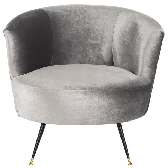 Velvet Retro Mid Century Accent Chair in Grey For Sale - Image 10 of 10