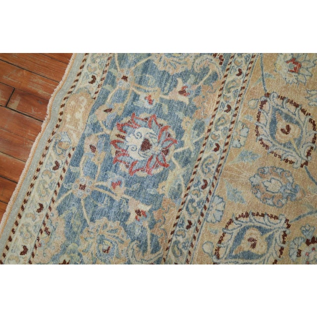 Textile Persian Meshed Beige Blue Teal Antique Rug - 10' x 13' For Sale - Image 7 of 12