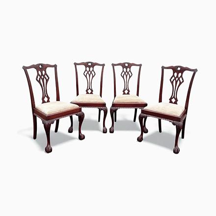 Edwardian Chippendale Revival Mahogany Dining Chairs, Set of 4 For Sale - Image 12 of 12