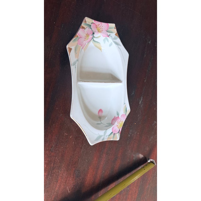 Antique, Early 20th Century Noritake Japan Azalea Porcelain Two-Sided Relish Dish For Sale In New York - Image 6 of 8