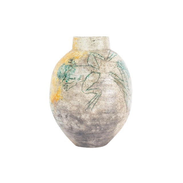 A 1979 studio pottery vase by the American ceramic artist Alan Bennett (born 1954). This vase is ovoid in form and depicts...
