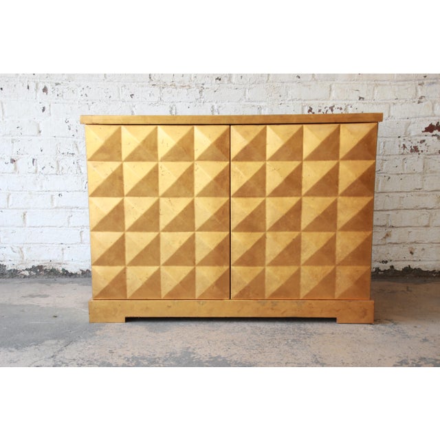 Barbara Barry For Baker Furniture Diamond Gold Leaf Cabinet Or