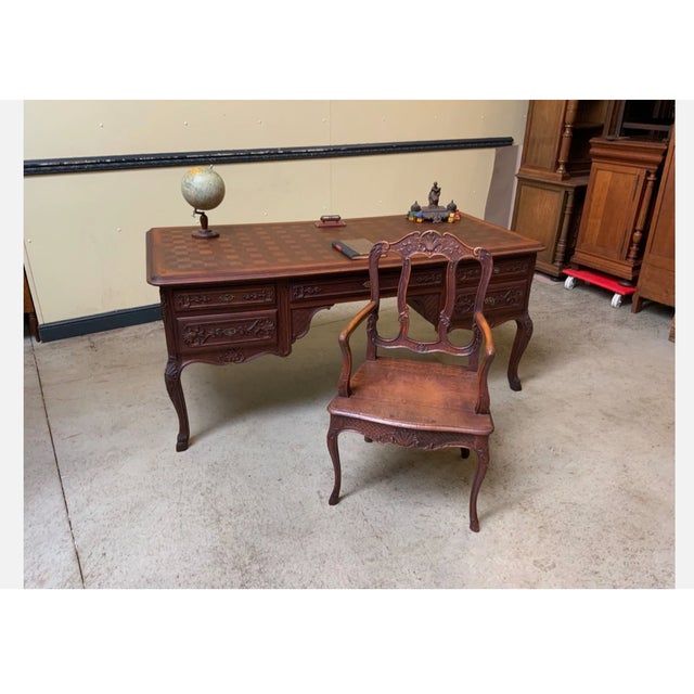 Wood Antique Desk in Oak, 1910 For Sale - Image 7 of 13