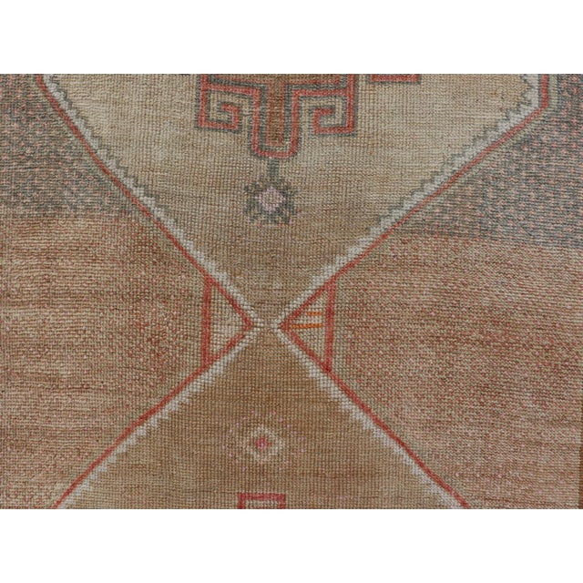 Vintage Turkish Kars Runner in Brown Color, Tan, Taupe and Soft Orange For Sale - Image 10 of 13