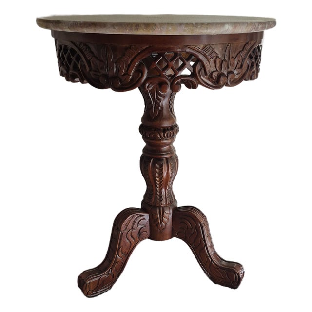 Mid 20th Century Toscano Chantret Style Marble Topped Pedestal Table For Sale