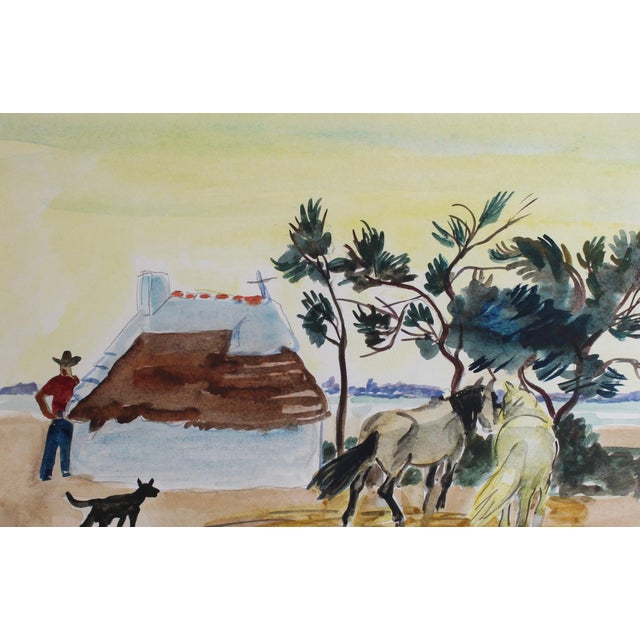 Yves Brayer, Cabane de Cacharel, 1950s, Gouache on Paper For Sale - Image 4 of 13