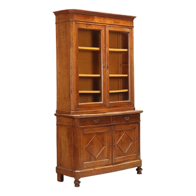 Antique Italian Bookcase in Walnut, 1800s For Sale