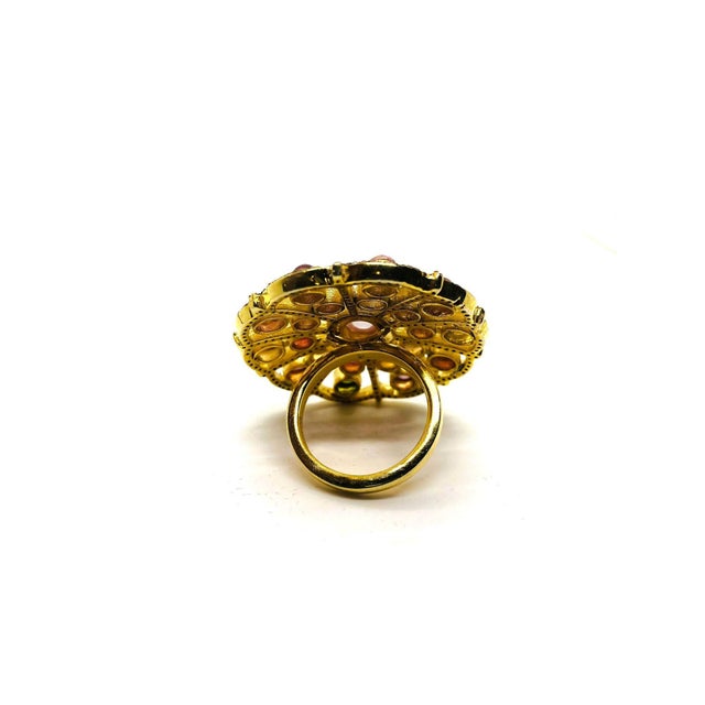 Bochic “Orient” Diamond & Multi Color Tourmaline Ring Set In 18K Gold & Silver For Sale - Image 4 of 7
