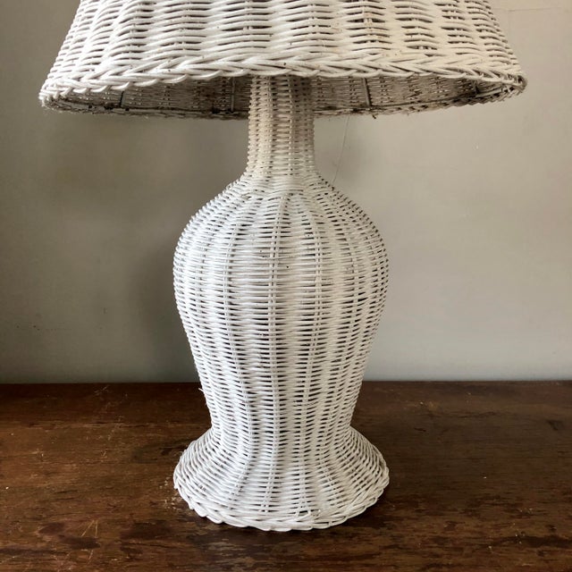 Vintage White Wicker Table Lamp Chairish