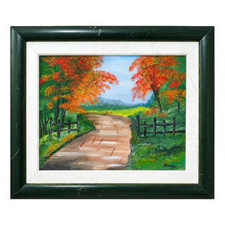 Branca, Country Path in Autumn, Oil on Canvas, Framed For Sale