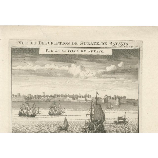 Antique View of Surat and Plan of Batavia, 1719 For Sale - Image 5 of 10