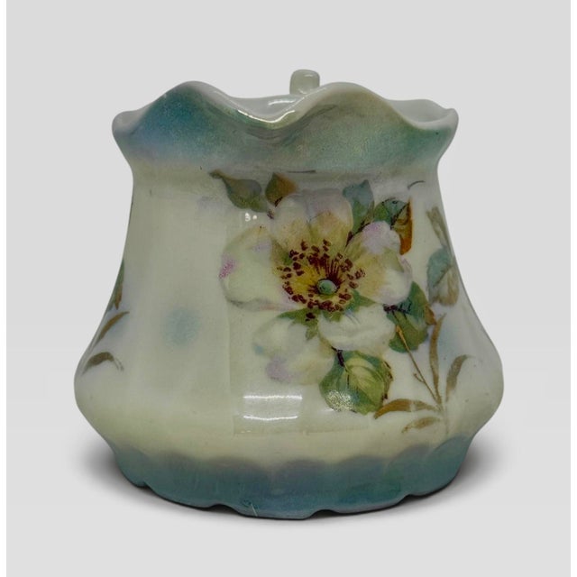 Early 20th Century Vintage Bavarian Porcelain Creamer — Hand-Painted Floral, Ribbed Body, Red “Germany” Mark For Sale - Image 5 of 12