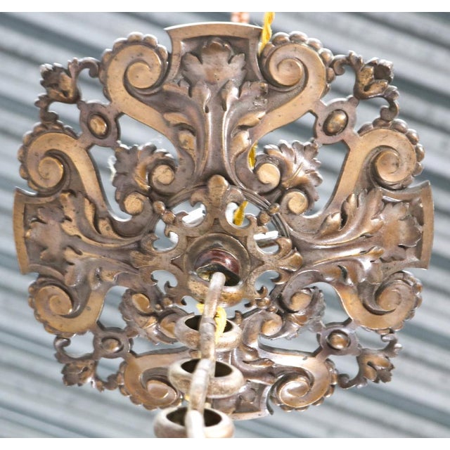 Patinated Brass Arts & Crafts Lantern, 1900s For Sale - Image 11 of 17