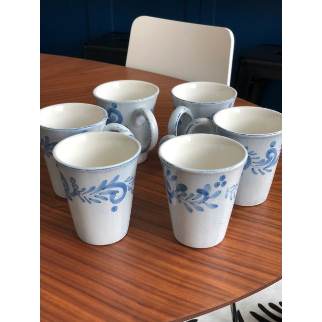 Italian Hand-Crafted Coffee Cups in Blue & White by Ceramiche Bizzirri-6 Pieces For Sale - Image 4 of 9