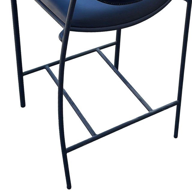 Black 1990s Dakota Jackson Memphis Style "Vik-Ter" Black Leather Barstool For Sale - Image 8 of 8