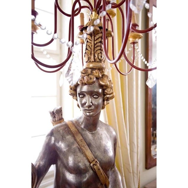 Antique wooden lamp holder decorated with polychrome. Fully functional. Beautiful artistic and craft work. New wiring. The...