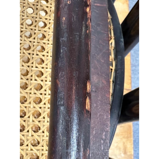 Pair Pre-1920 Thonet Bentwood and Cane Dining Chairs With Loop Shaped Leg Braces For Sale - Image 10 of 12