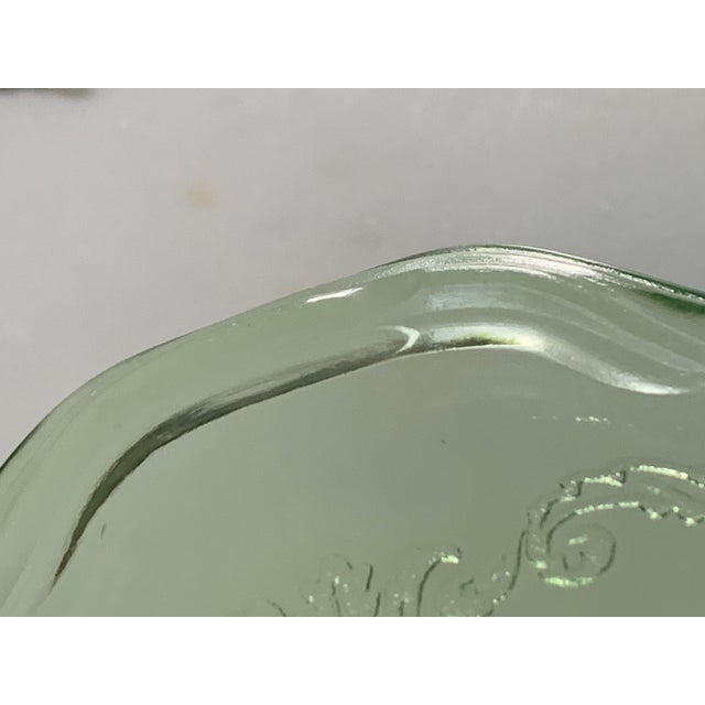 1930s 1930s Green Depression Uranium Glass Footed Cake Plate For Sale - Image 5 of 11