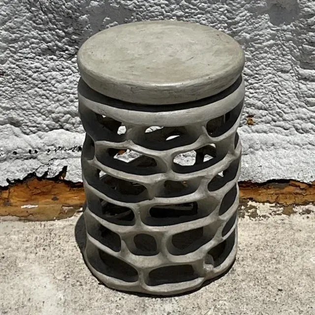 Early 21st Century Vintage Coastal Molded Resin Low Stool For Sale - Image 5 of 7